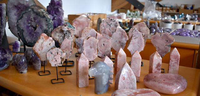 Wide selection of minerals on display.